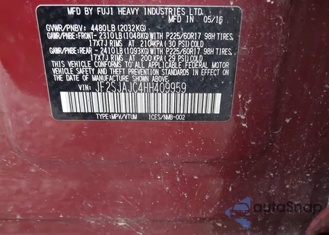 2017 Subaru Forester 2.5I Limited z USA, uszkodzony, nr VIN JF2SJAJC4HH409959